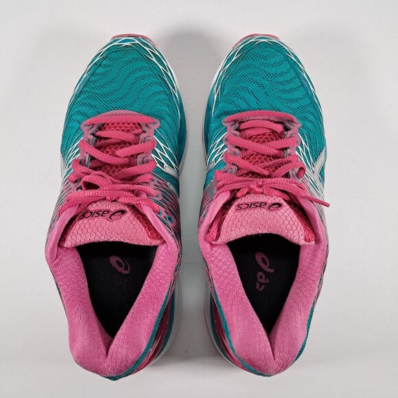 Asics Gel Nimbus 18 Women 8 Mesh Teal Silver Pink Athletic Running Sneakers - Picture 5 of 15